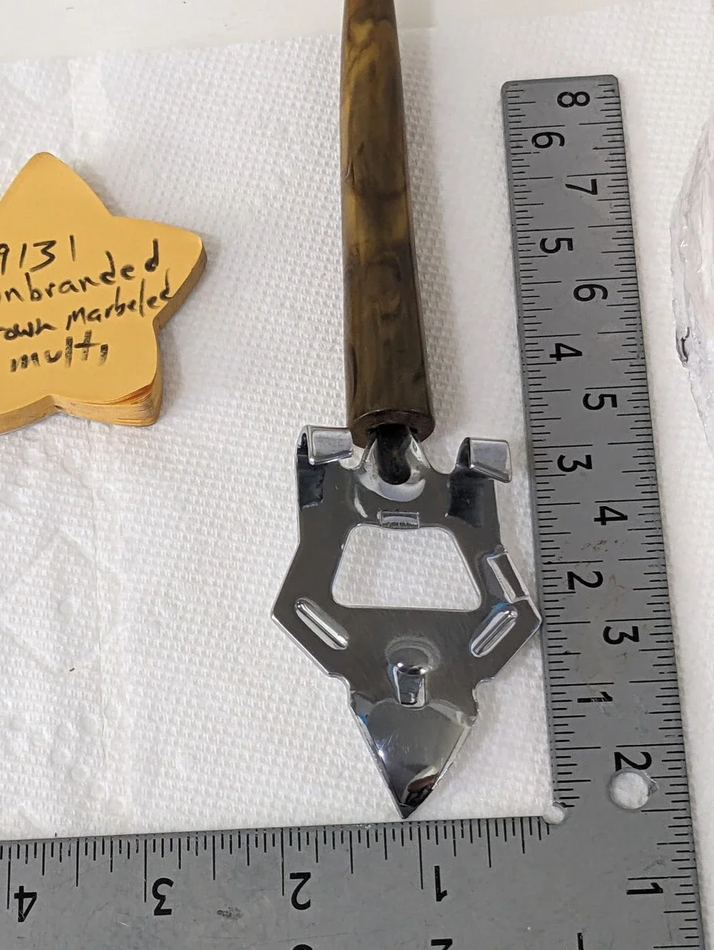 Vintage Bottle Opener 3 in 1 Marbled Brown Bottle Can Opener Piercer Gadget